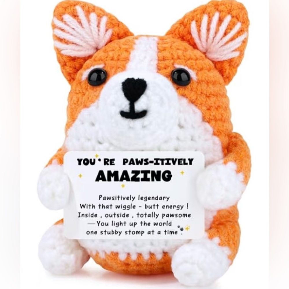 Crocheted Postive Dog Plush -Corgi